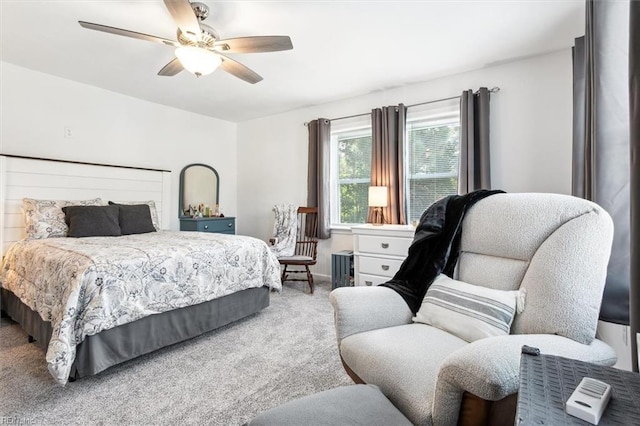 bedroom with carpet floors and ceiling fan