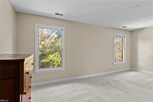 spare room with light colored carpet and a healthy amount of sunlight