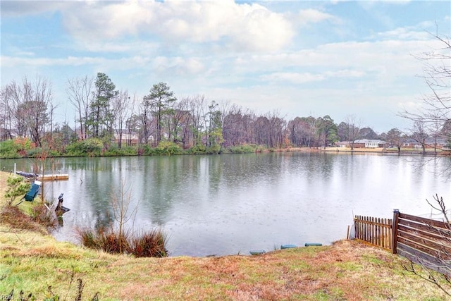 view of water feature featuring a dock