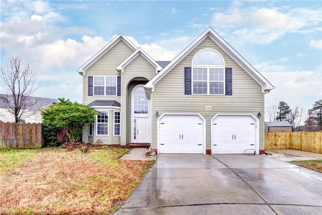 view of front of property featuring a garage