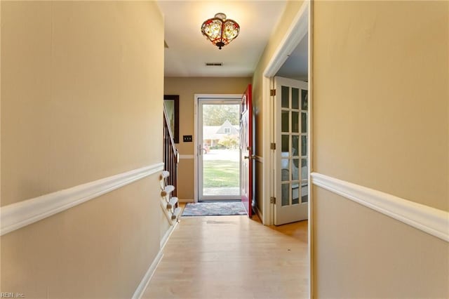 doorway featuring light wood-type flooring