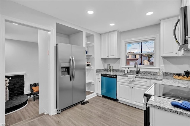 kitchen with white cabinetry, sink, and appliances with stainless steel finishes