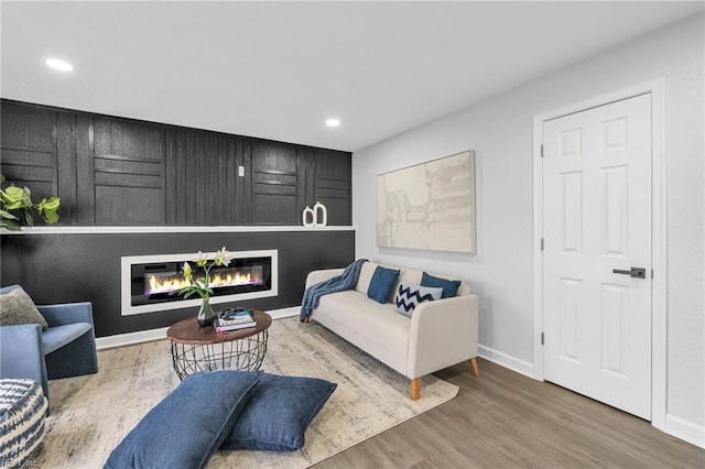 living room with wood-type flooring