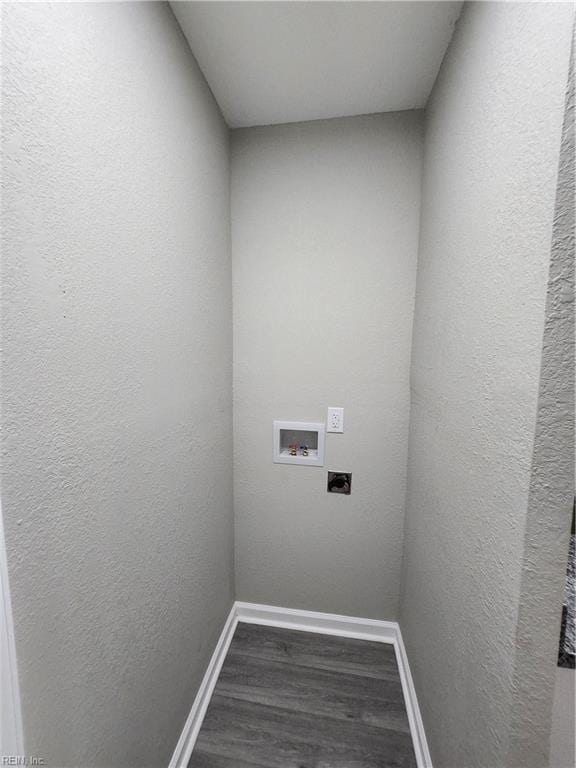 laundry area featuring hookup for an electric dryer, washer hookup, and hardwood / wood-style floors