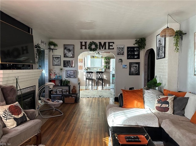 living room featuring wood-type flooring