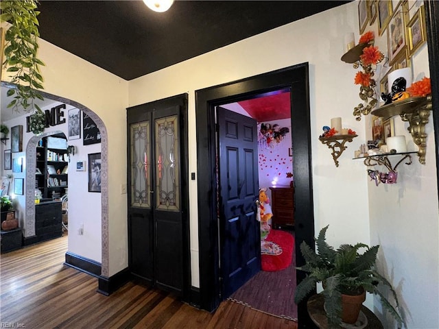 foyer featuring dark hardwood / wood-style flooring