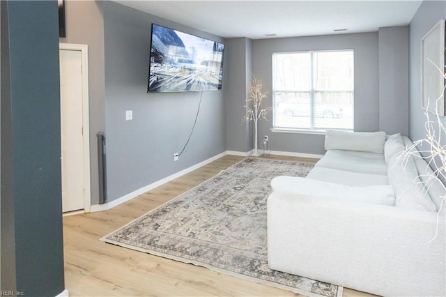 living room with hardwood / wood-style flooring