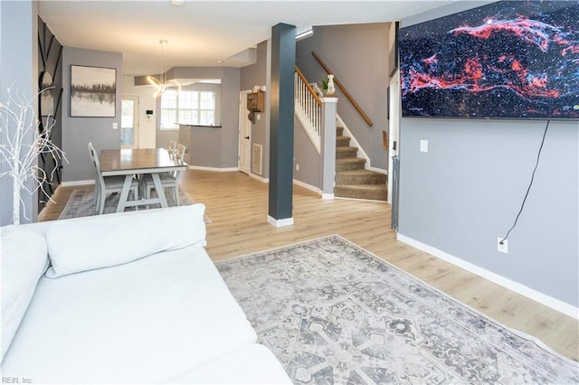 living room with hardwood / wood-style floors