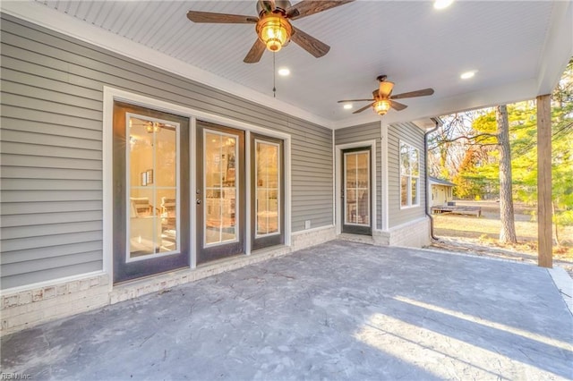 view of patio / terrace with ceiling fan