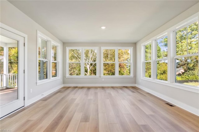 view of unfurnished sunroom