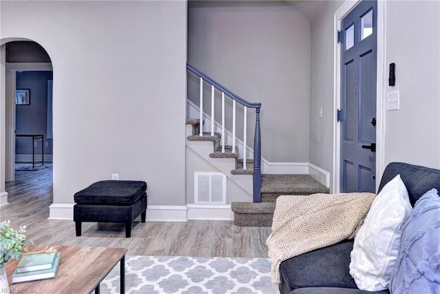 entrance foyer with light wood-type flooring