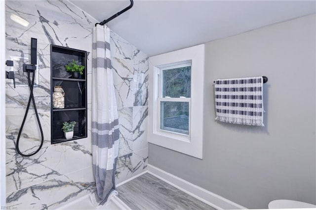 bathroom featuring hardwood / wood-style floors