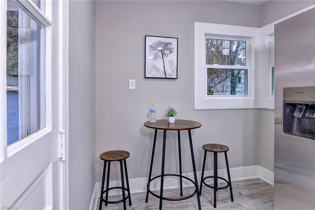 interior space with light hardwood / wood-style floors