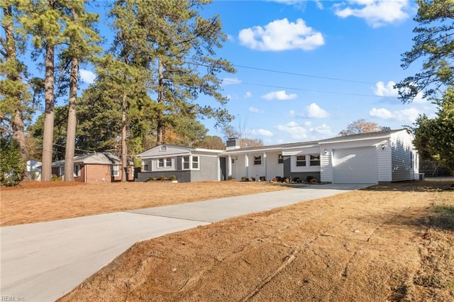 single story home with a garage