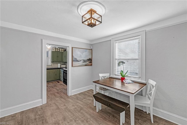 dining space featuring light hardwood / wood-style flooring