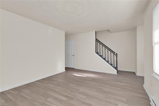 interior space with light hardwood / wood-style floors