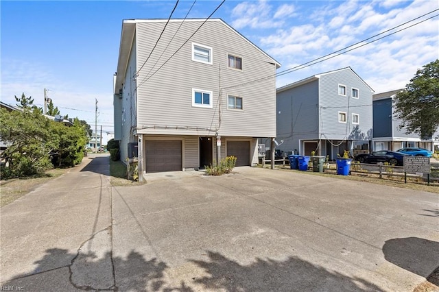 exterior space with a garage