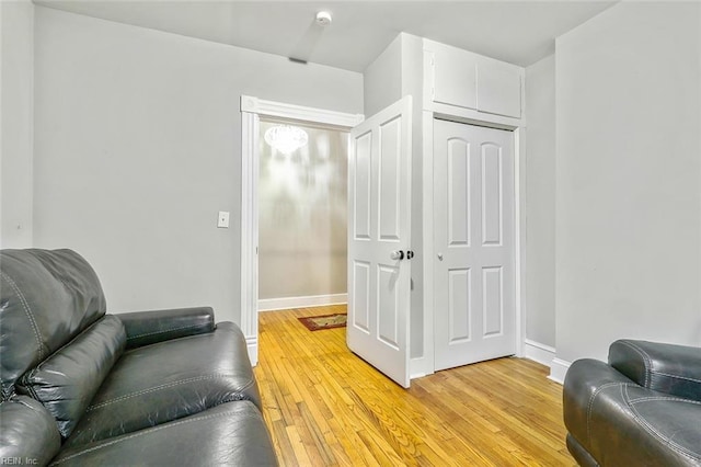 sitting room featuring light hardwood / wood-style floors