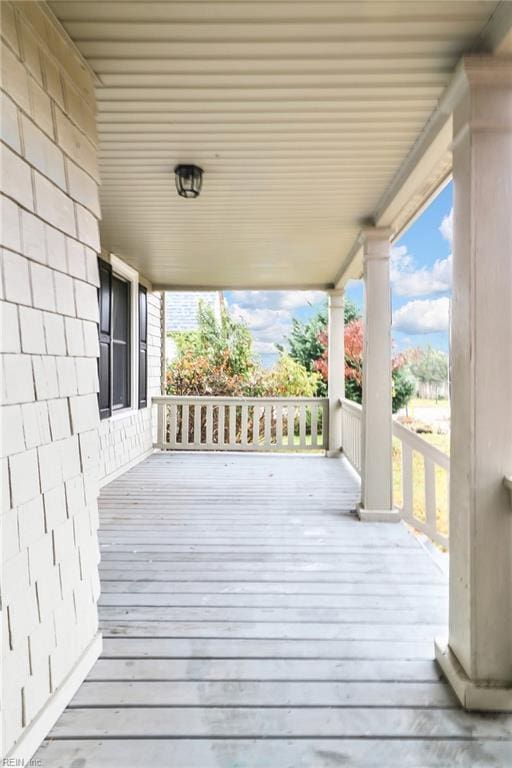 deck featuring a porch