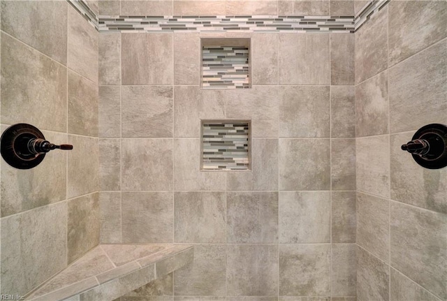 interior details with tiled shower