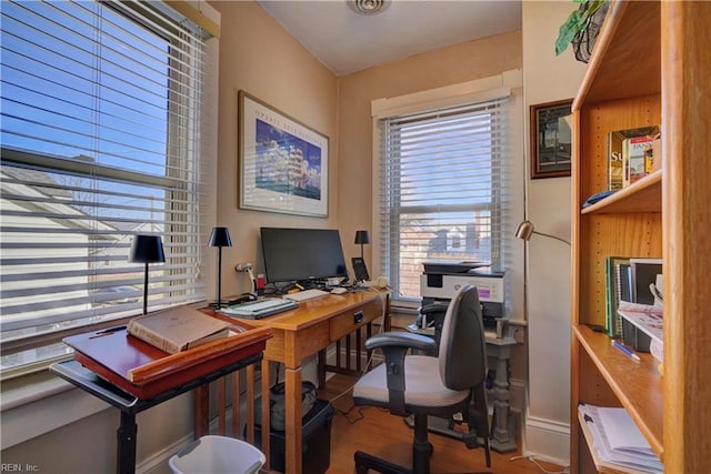 office featuring hardwood / wood-style floors