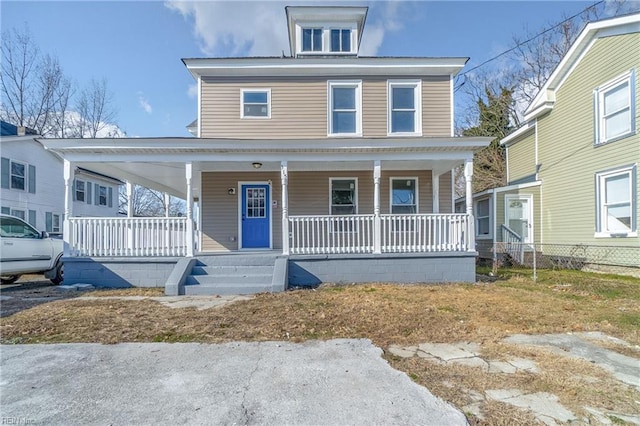 view of front facade featuring covered porch