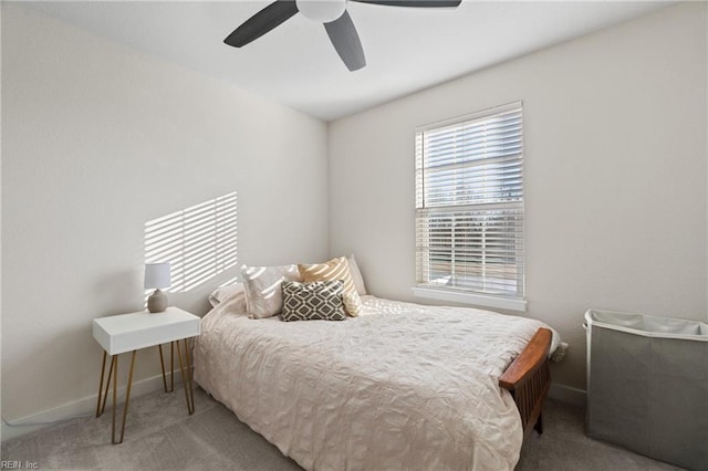 bedroom with carpet flooring and ceiling fan