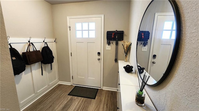 entrance foyer with dark hardwood / wood-style floors