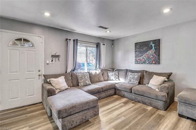 living room with wood-type flooring