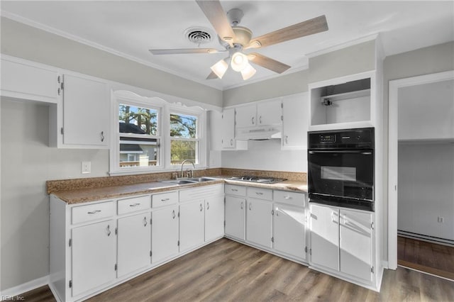 kitchen with white cabinetry, sink, oven, and stainless steel gas stovetop