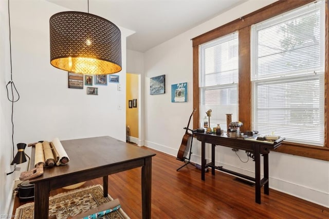 office space featuring dark hardwood / wood-style flooring