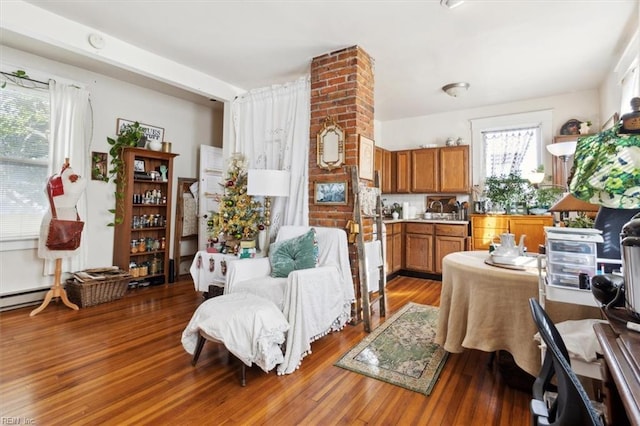 interior space featuring dark wood-type flooring