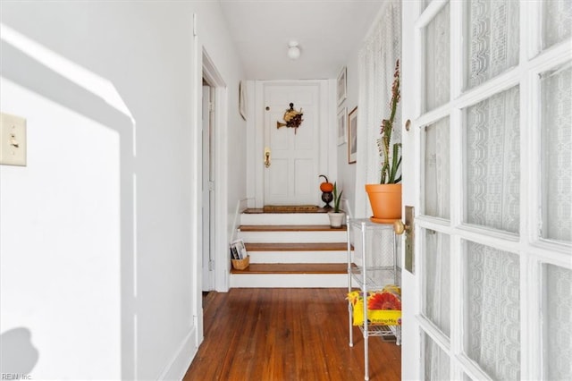 hall featuring dark hardwood / wood-style floors