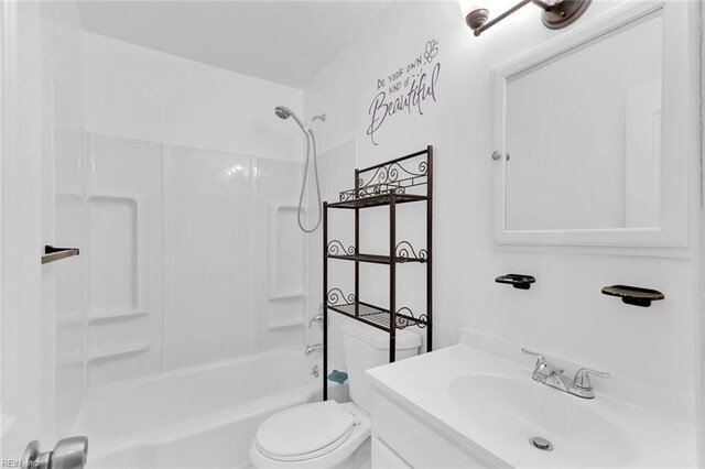 full bathroom featuring vanity, toilet, and shower / washtub combination