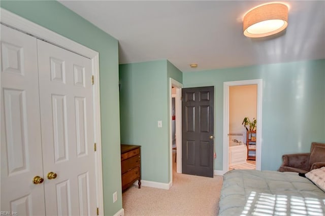 carpeted bedroom with a closet