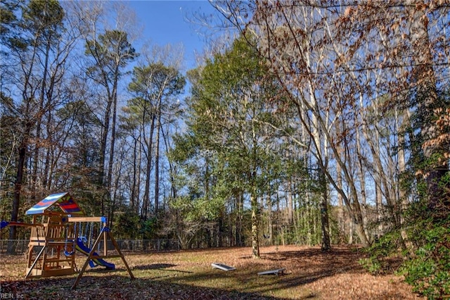 view of yard featuring a playground