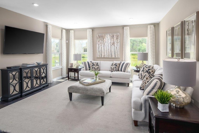 living room featuring plenty of natural light