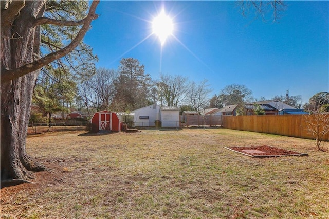 view of yard with a shed