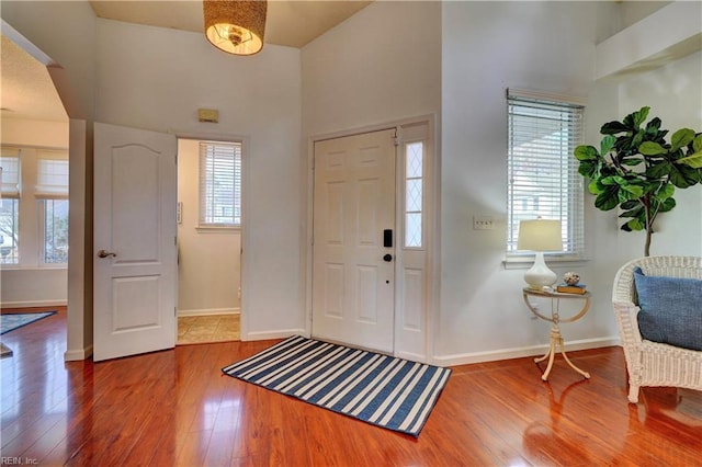 entryway with wood-type flooring