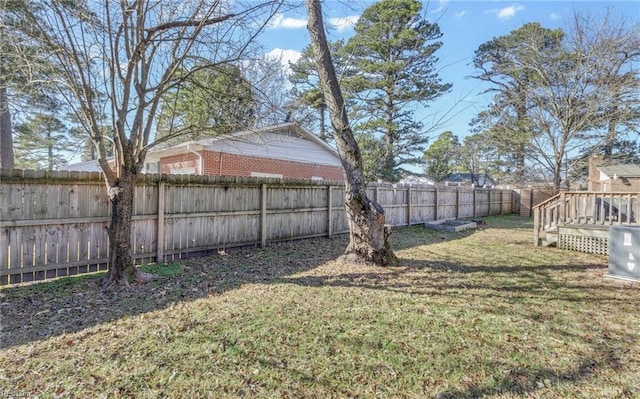 view of yard featuring a deck