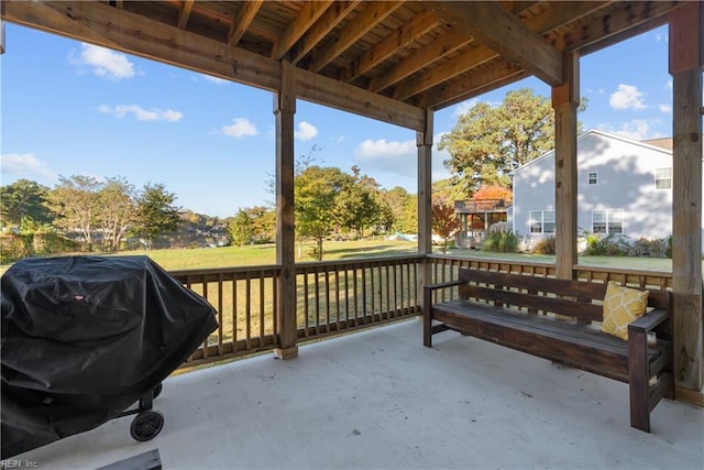 view of patio / terrace featuring area for grilling and a wooden deck