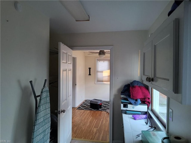 corridor featuring hardwood / wood-style floors