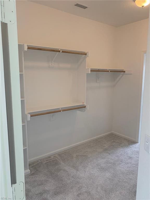 walk in closet with carpet