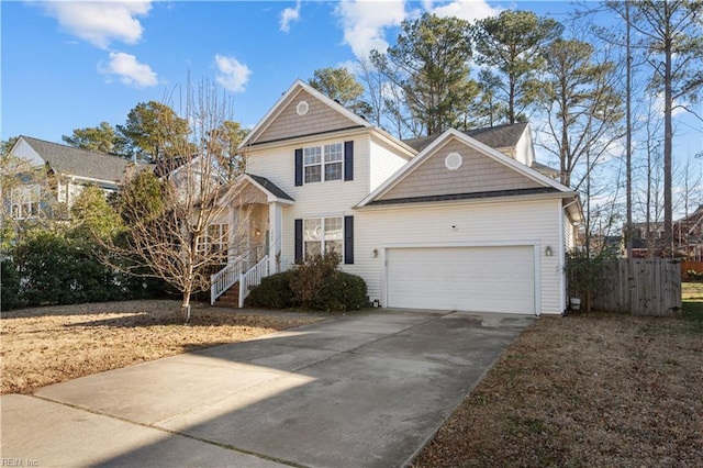 view of front property with a garage