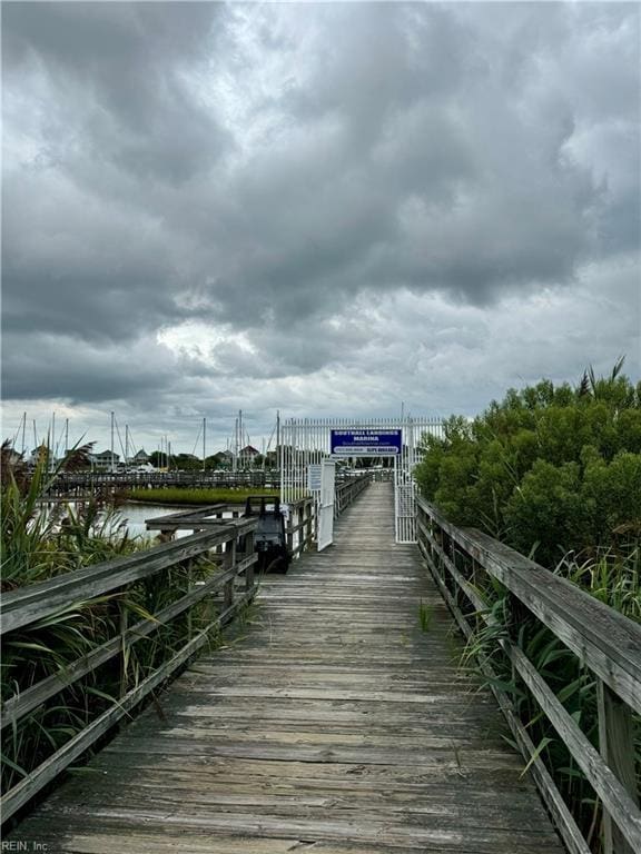 dock area featuring a water view