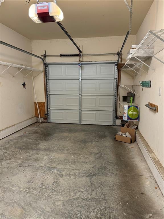 garage with a garage door opener