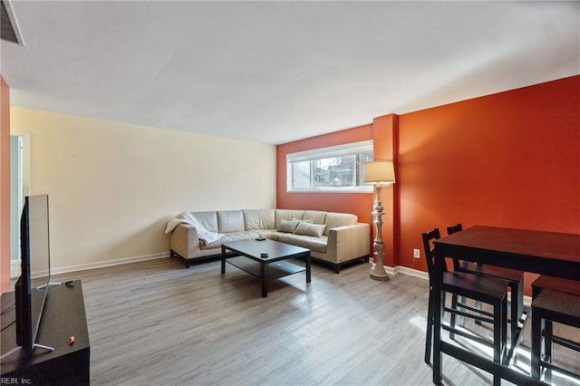 living room with light wood-type flooring