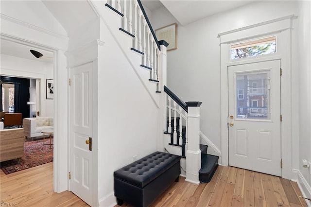 entrance foyer featuring light wood-type flooring