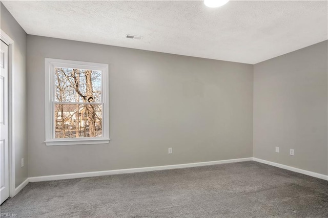 spare room with carpet flooring and a textured ceiling