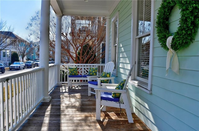 deck featuring a porch